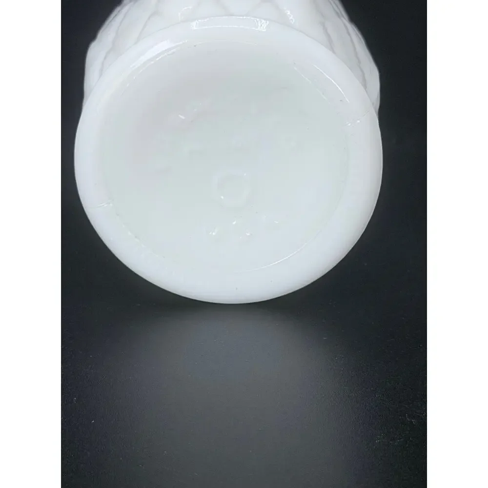 Vintage Randall White Milk Glass Diamond Quilted Bud Vase 9 in MCM